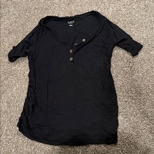 Isabel Maternity Black Ribbed Loose Stretchy Shirt